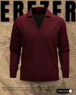 V-neck Sweatshirt (Maroon-Black)