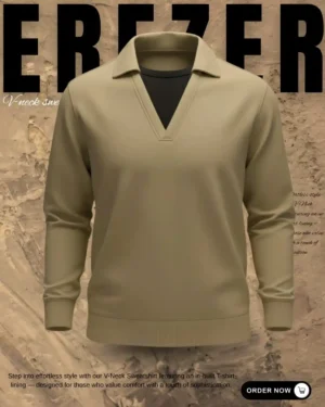 V-neck Sweatshirt (Beige-Black)